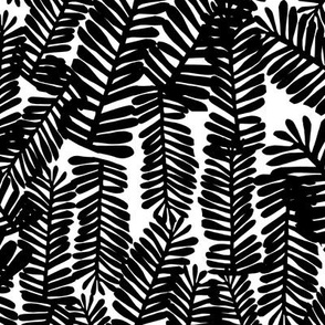 tropical leaves black and white kids nursery baby palm print banana palm 