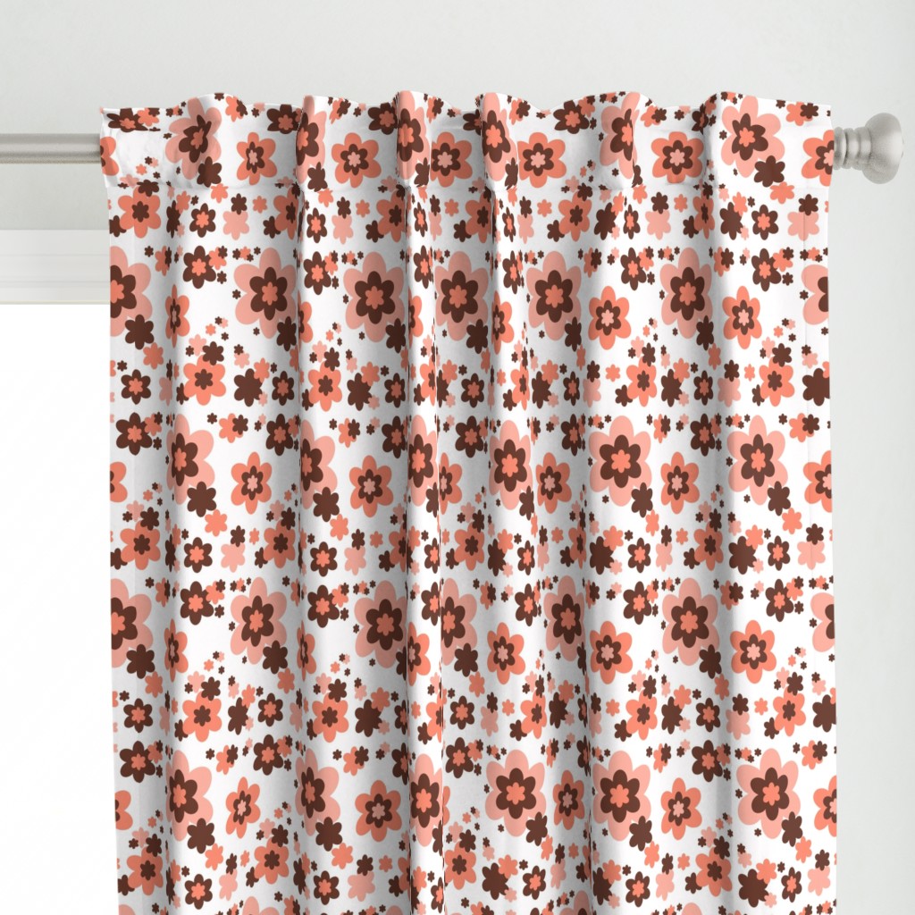 Coral Pink Orange Brown Floral Flower Pattern