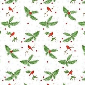 Christmas Pine Boughs & Cardinals 