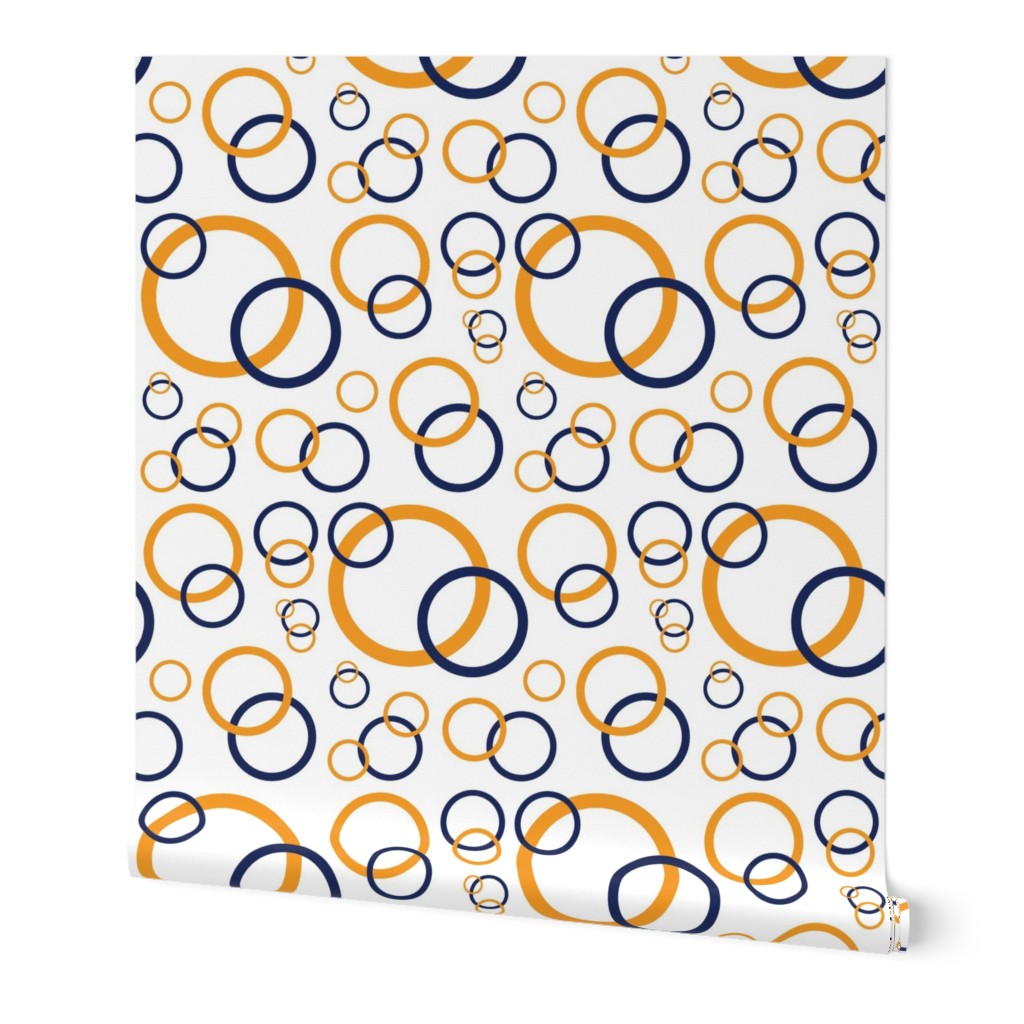 Navy Blue Orange Coral Geometric Circles