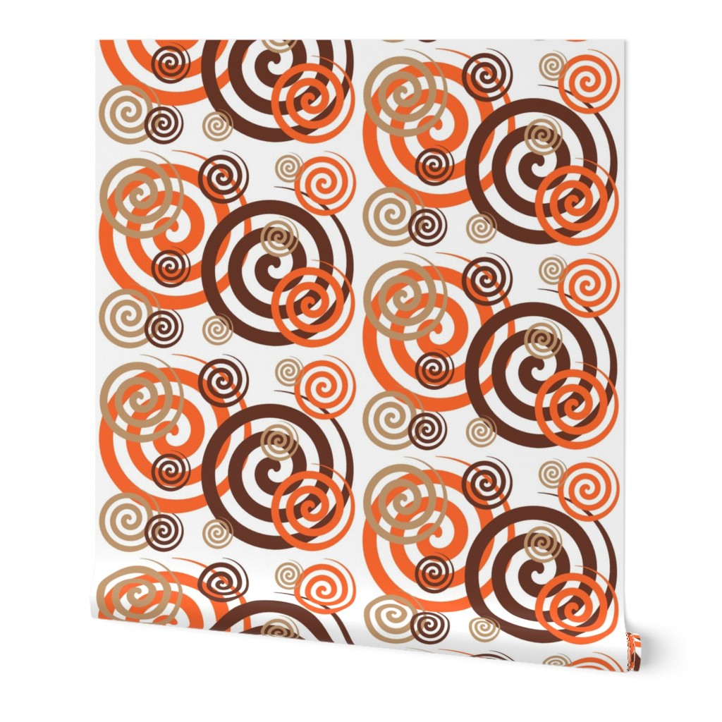Brown Tan Orange Swirls Geometric Design