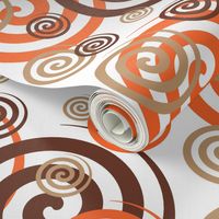 Brown Tan Orange Swirls Geometric Design