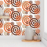 Brown Tan Orange Swirls Geometric Design