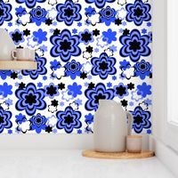 Navy Blue Black Floral Flower Abstract 