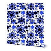 Navy Blue Black Floral Flower Abstract 