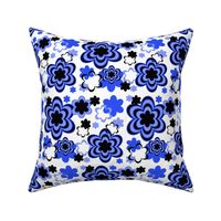 Navy Blue Black Floral Flower Abstract 