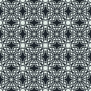 Grid of Celtic Knots in Dark Blue and White
