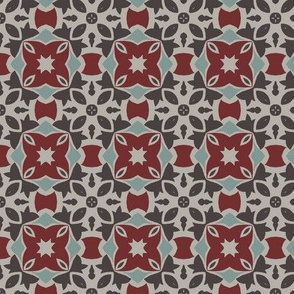 Gothic Design in Dark Red, Gray and White