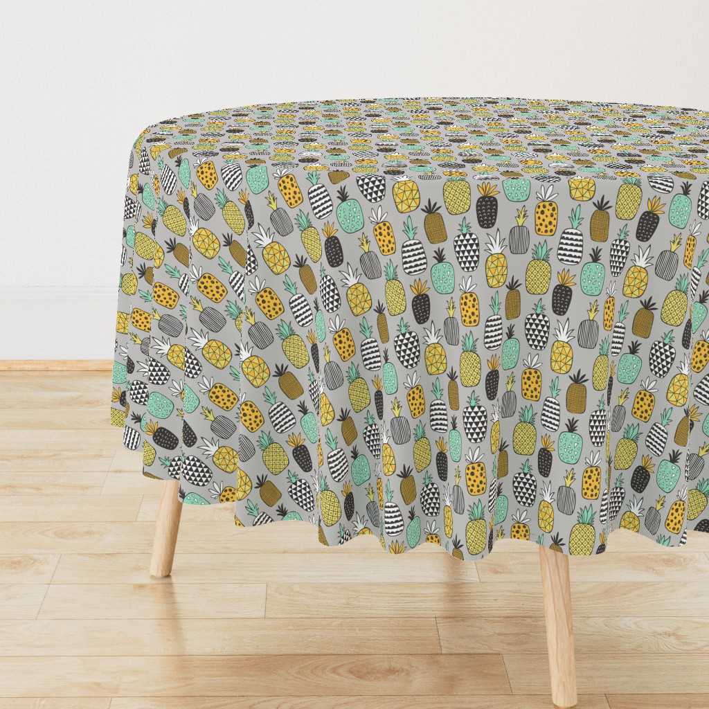 Pineapple Geometric on Grey 