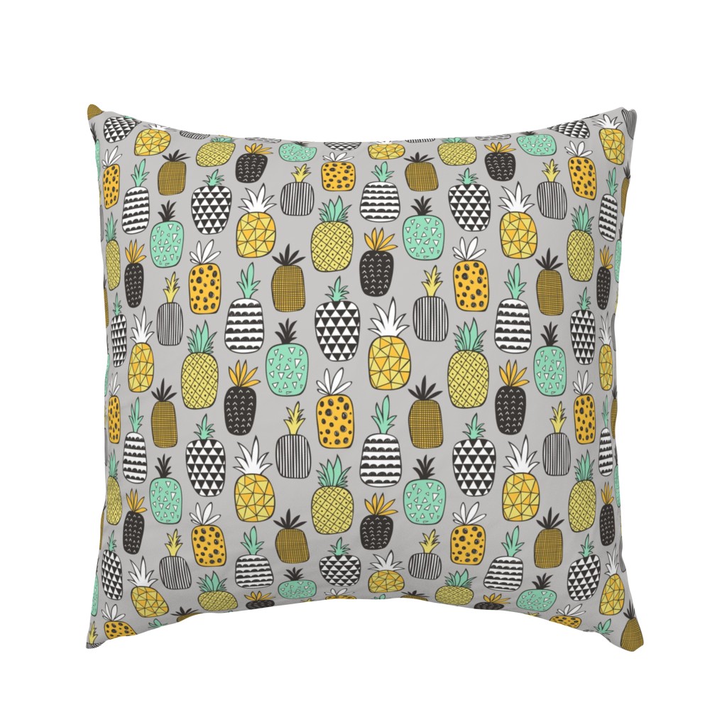 Pineapple Geometric on Grey 