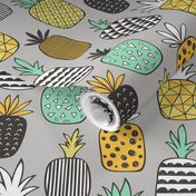 Pineapple Geometric on Grey 