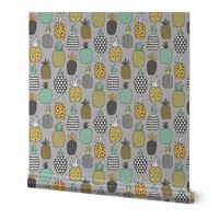 Pineapple Geometric on Grey 