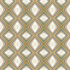 Spotted Triangles in Tan, Green and White