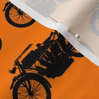 Antique Motorcycles on Orange // Medium