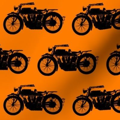 Antique Motorcycles on Orange // Medium