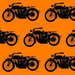 Antique Motorcycles on Orange // Medium