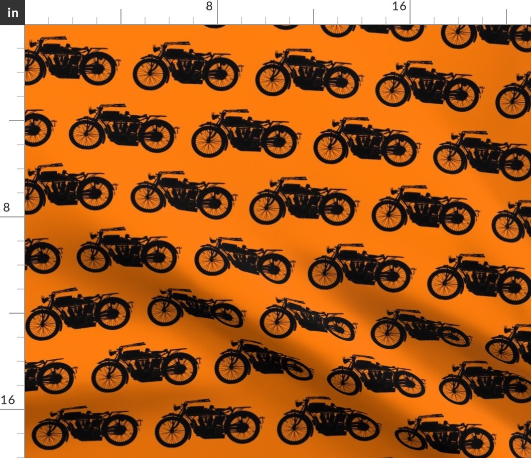 Antique Motorcycles on Orange // Medium