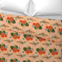 Floral Print in Peach Background