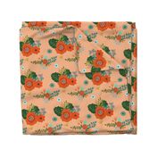 Floral Print in Peach Background