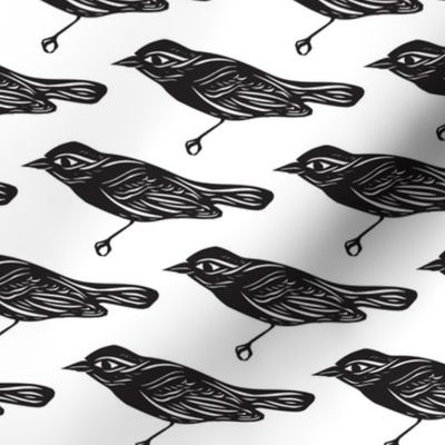Papercut Bird Pattern in Black and White