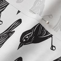 Papercut Bird Pattern in Black and White