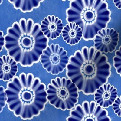 Indigo Daisy Flowers Pattern