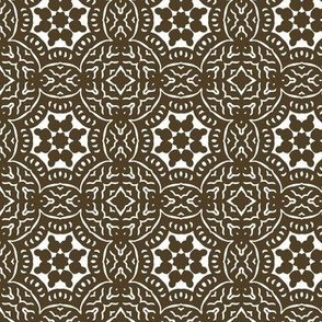 Brown and White Floral Geometric