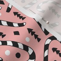 Christmas candy canes cool geometric seasonal illustration scandinavian style holiday theme in pink black and white