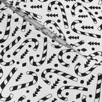 Christmas candy canes cool geometric seasonal illustration scandinavian style holiday theme in black and white