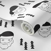 Santa Claus is coming your way cool Christmas seasonal woodland theme for kids in black and white