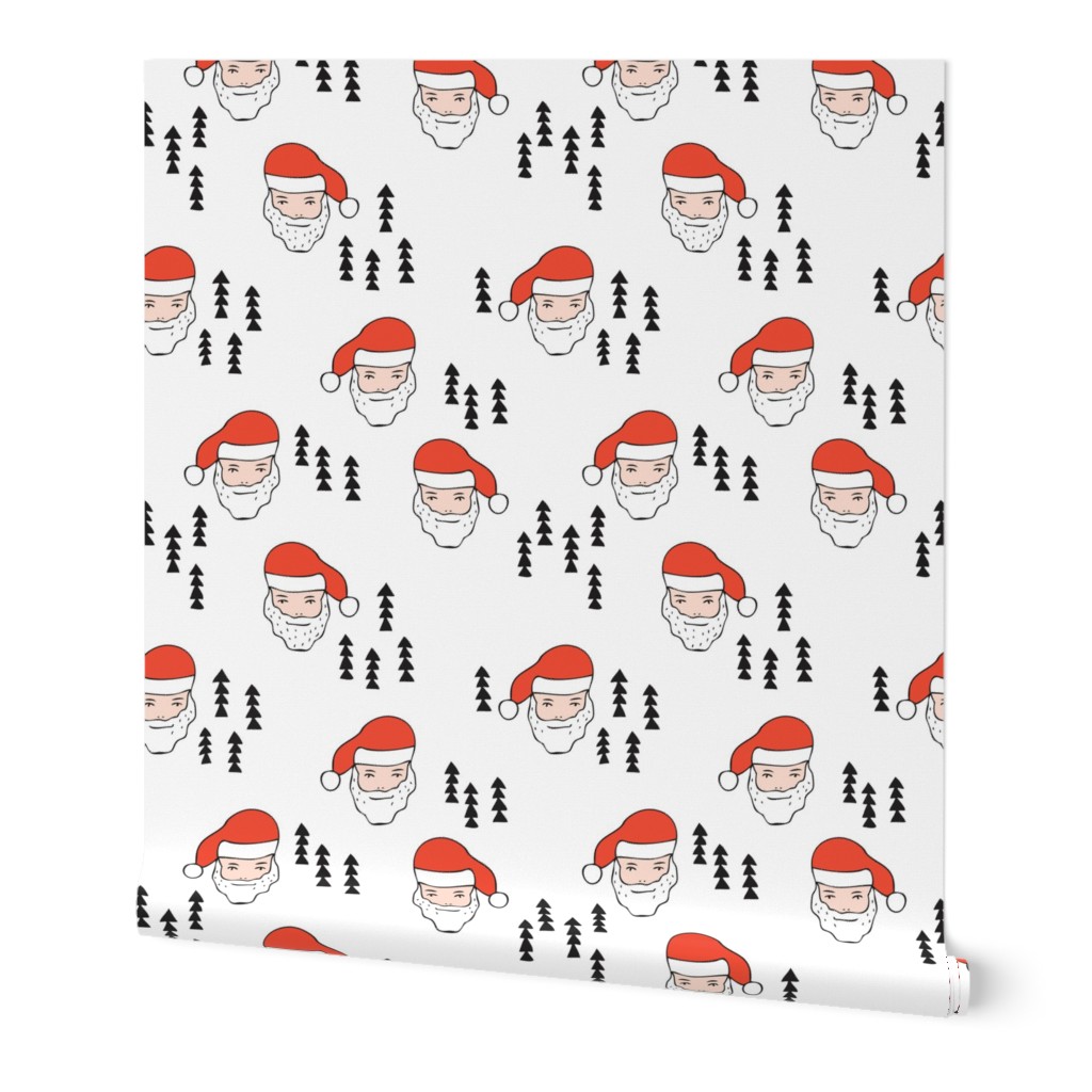 Santa Claus is coming your way cool Christmas seasonal woodland theme for kids in red black and white