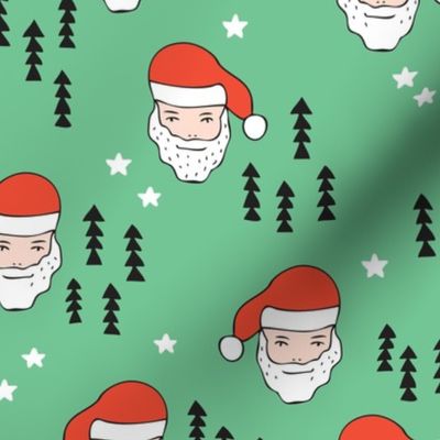 Santa Claus is coming your way cool Christmas seasonal woodland theme for kids in green and red