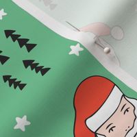 Santa Claus is coming your way cool Christmas seasonal woodland theme for kids in green and red