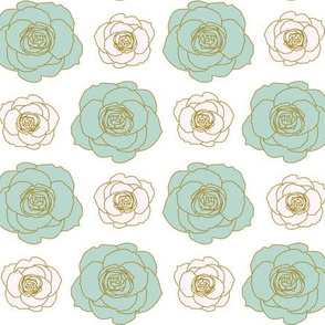 rose pattern in mint and powder pink