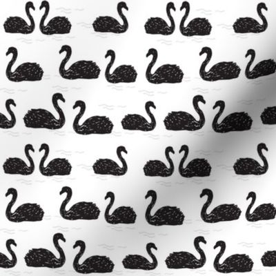 Swans in the Pond - Black and White (Tiny) by Andrea Lauren