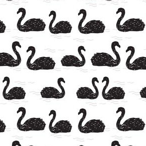 Swans in the Pond - Black and White (Tiny) by Andrea Lauren