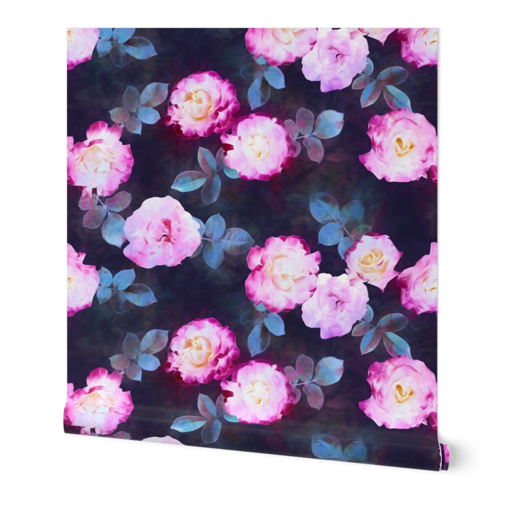 Twilight Roses Botanical Painted Floral