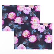 Twilight Roses Botanical Painted Floral