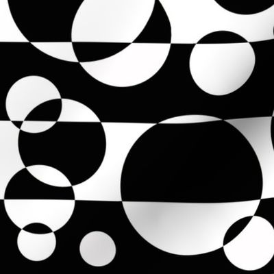 Black White Geometric Circle Abstract Design