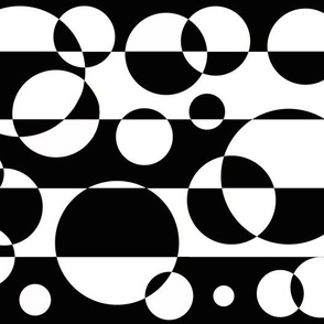 Black White Geometric Circle Abstract Design