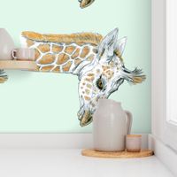Custom Sized Baby Giraffe on Grayed Mint