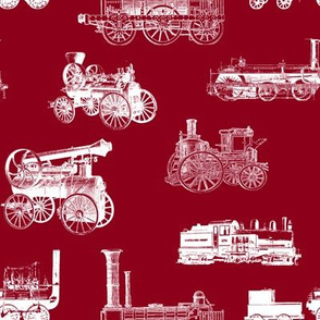 Antique Steam Engines - Burgundy