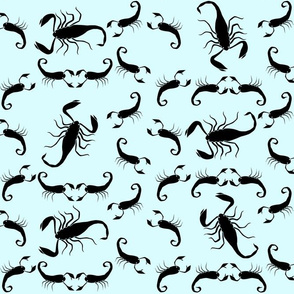 scorpions in black on aqua