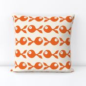 large - little fish swimming in orange on natural