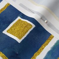 Watercolor and Gold Squares