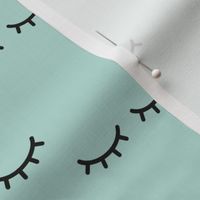 Sleepy Eyes - Mint Background  