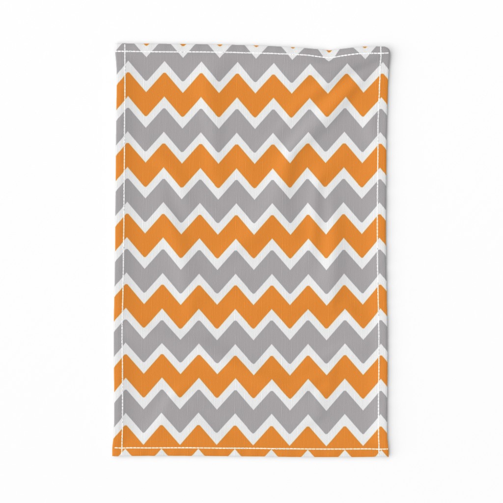 Orange Grey Gray Chevron Zigzag