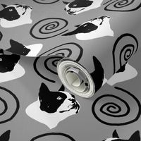 Whimsical Boston Terrier faces - gray