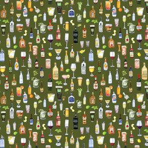 Night cap cocktail fabric in green