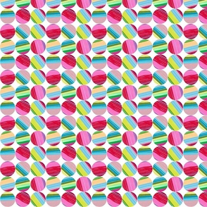 Large Round Circles with Bright, Bold Colorful Stripes, Red Pink Blue 